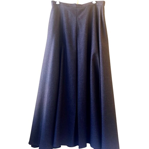 Brown 100% Wool Maxi Long Skirt Button Down Front Vintage 80's USA Womens 14 - Picture 4 of 15